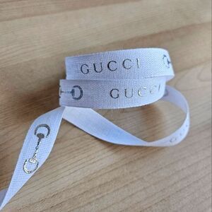 Gucci Silver Horsebit White Ribbon